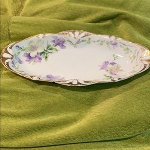 Vintage purple floral china serving dish